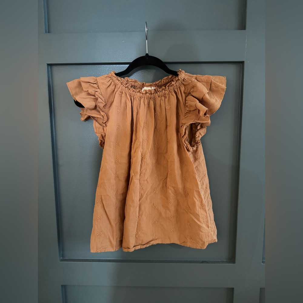 Target • Universal Thread • Embroidered Detail Flutter Ruffle Sleeve Top - Picture 3 of 4